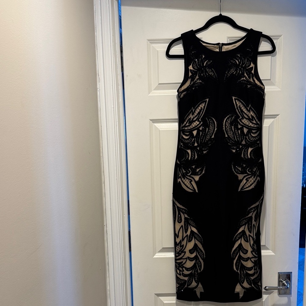Elegant Black and Beige Dress